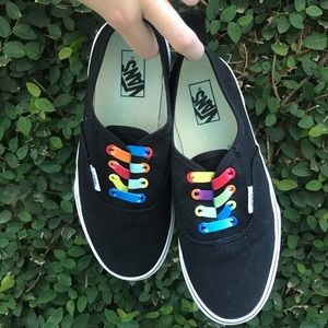 rainbow laced slip on vans *only worn twice